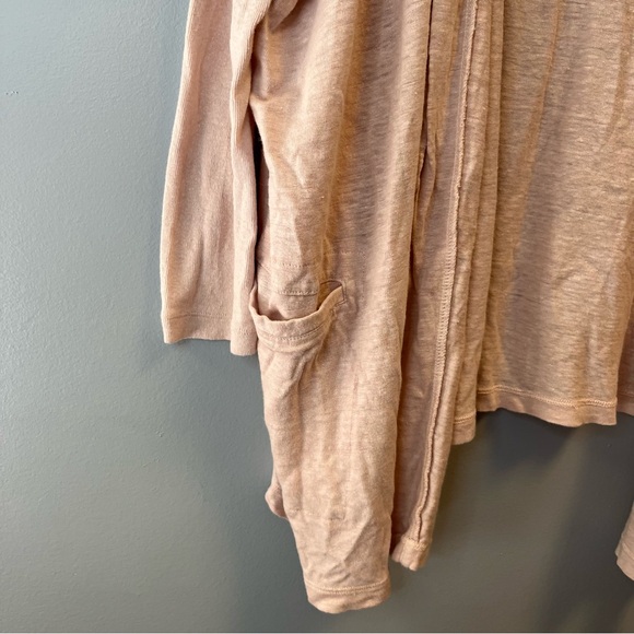 Lunya Cardigan Solid Pastel Pink 100% Linen Open Front Knit One Size O/S EUC - Picture 4 of 8